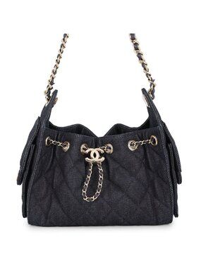 Chanel Chain Shoulder Bag 25 Mini Denim CC Logo Black